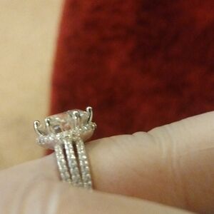 Engagement Ring 2 carat Moissanite 925 sterling silver overlay 14k white Gold!!